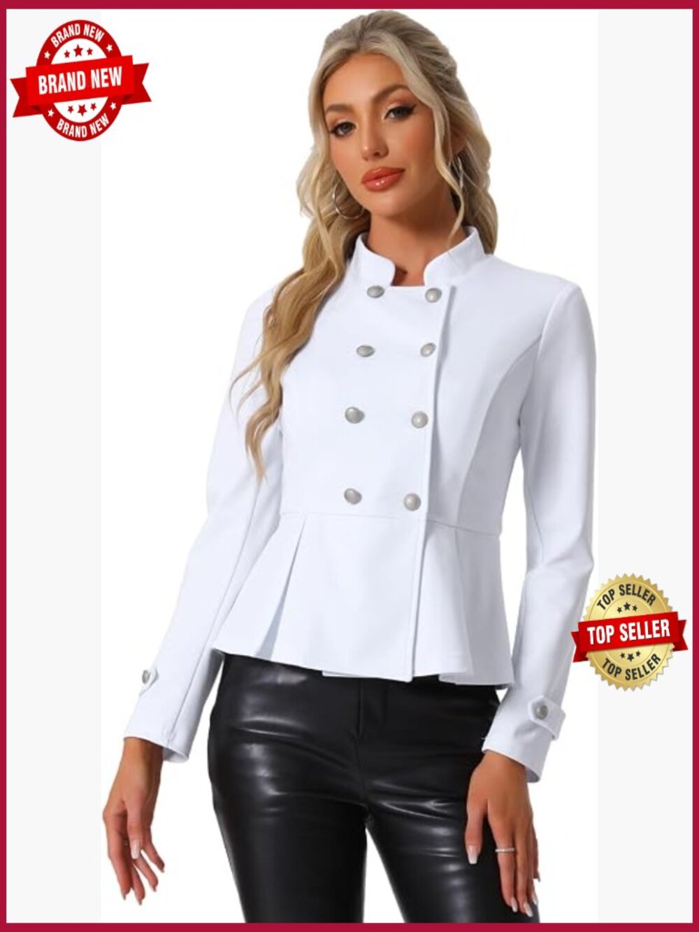 Vintage Peplum Steampunk Jacket Lapel Collar Double Breasted Casual Office
